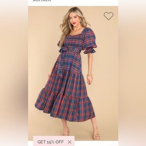 New with tags size medium Aura dress in navy plaid